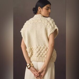 Anthropologie/English Factory Sleeveless Mock-Neck Bubble-Knit Sweater